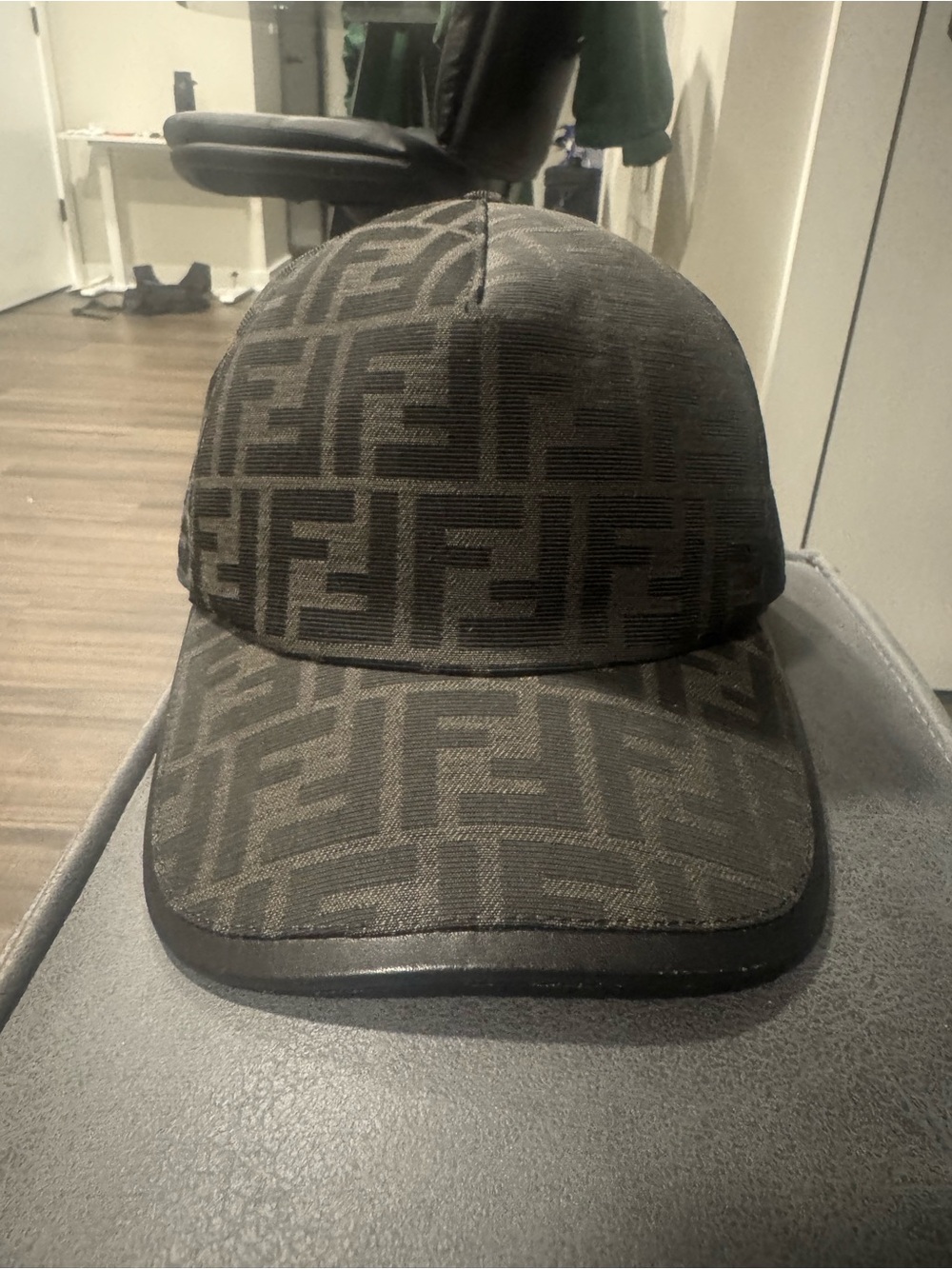 Fendi Grey & Black FF Logo Baseball Cap